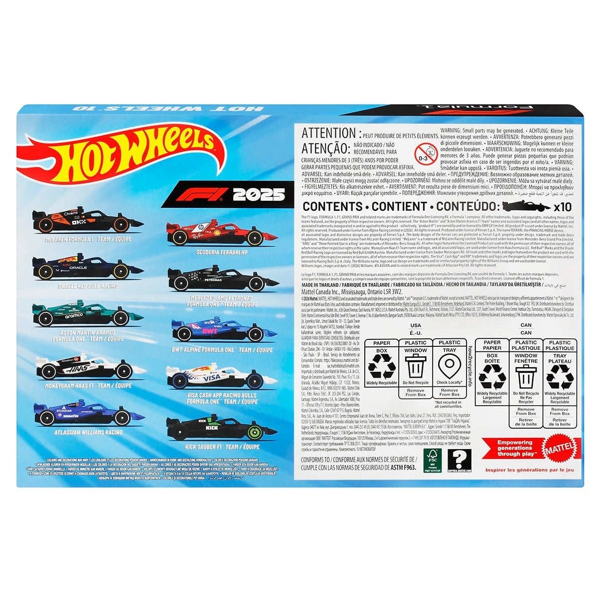 Đồ Chơi Bộ 10 Siêu Xe F1 HOT WHEELS JMM24