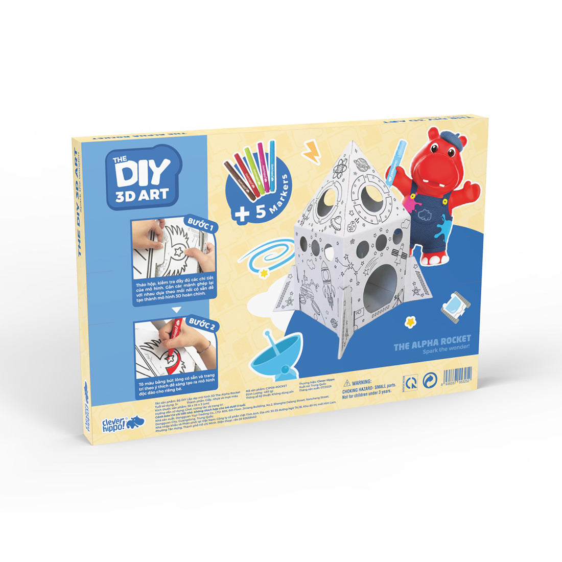 Đồ Chơi Trẻ Em: Bộ DIY Lắp Ráp Mô Hình 3D The Alpha Rocket CLEVERHIPPO CJP06-ROCKET