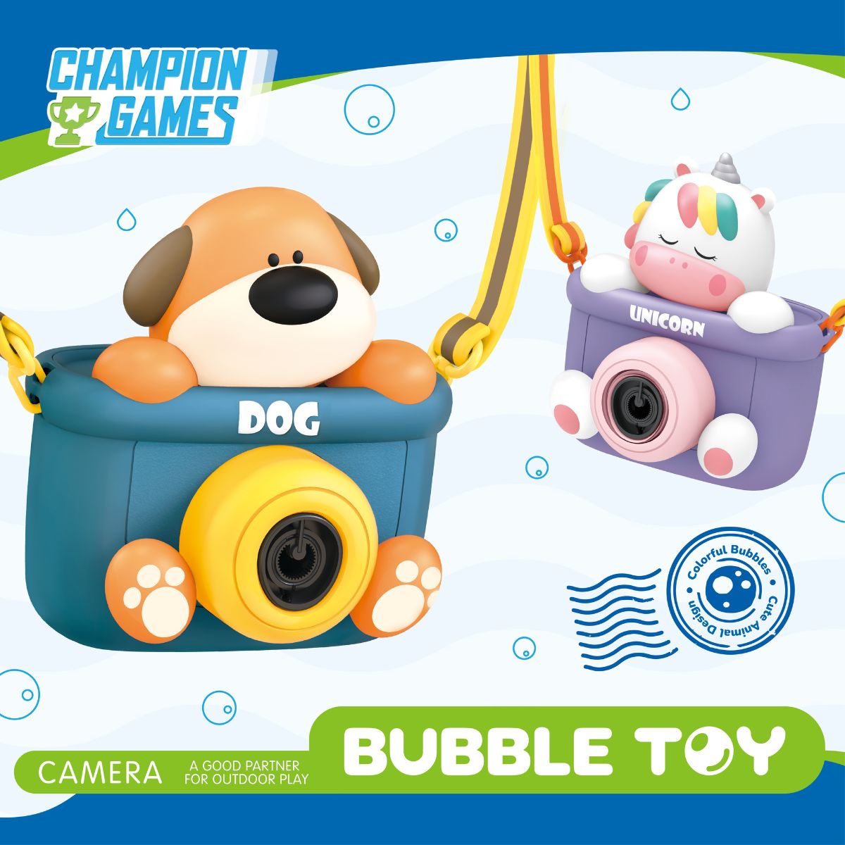 Đồ Chơi Máy Ảnh Phun Bong Bóng Chó Con CHAMPION GAMES BBHG0088D