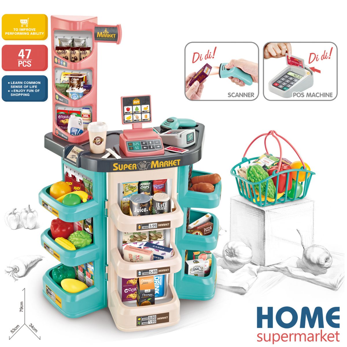 Đồ Chơi Quầy Siêu Thị Lớn 47 Chi Tiết SWEET HEART SH33481