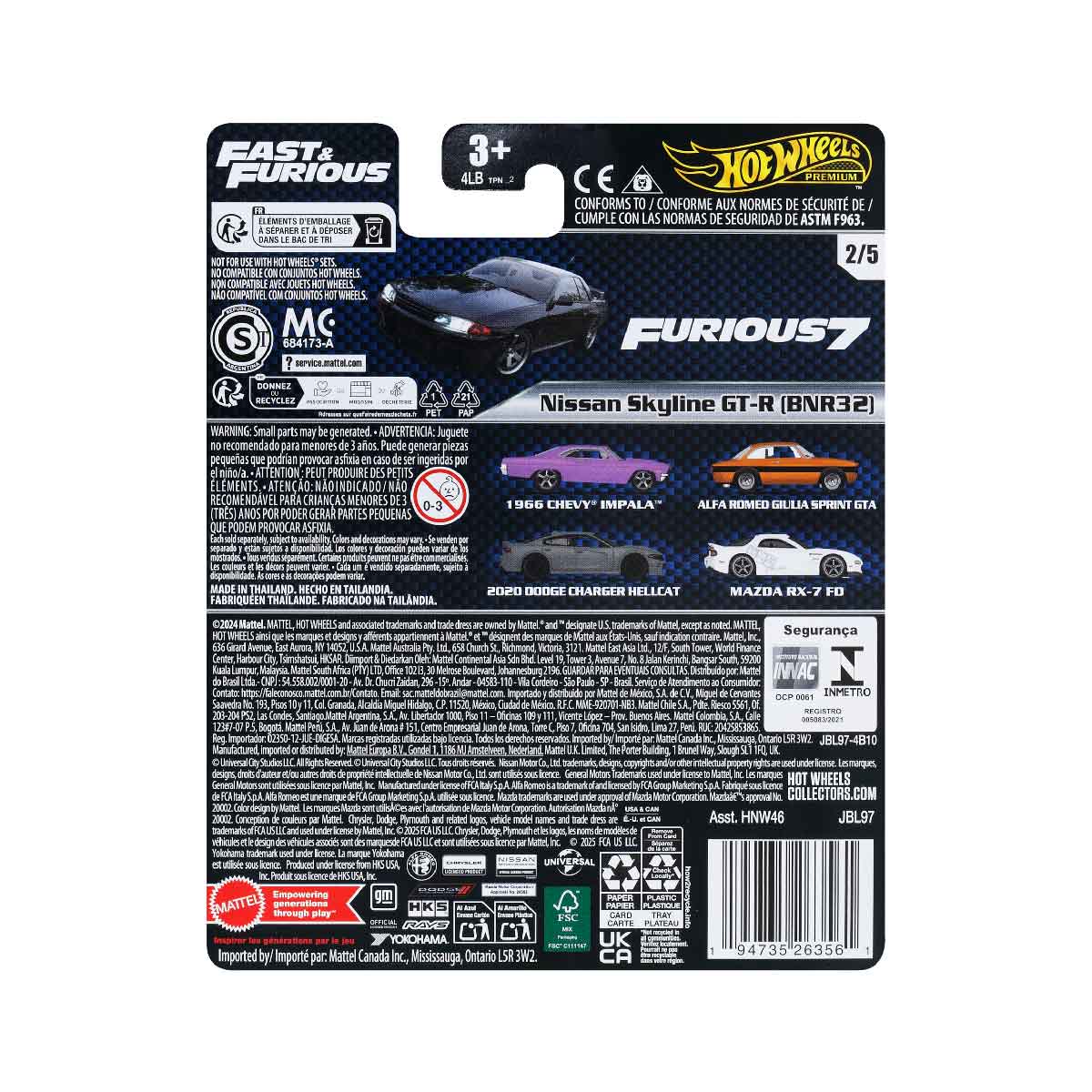 Đồ Chơi Siêu Xe Premium Fast&Furious 1989 Nissan Skyline GTR (R32) HOT WHEELS HNW46