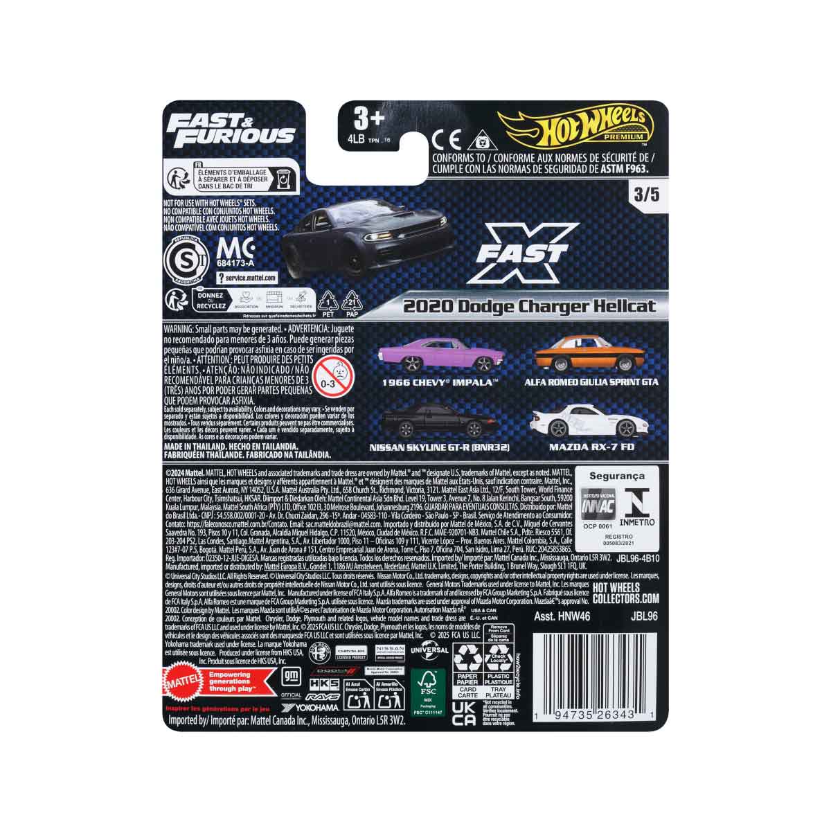 Đồ Chơi Siêu Xe Premium Fast&Furious Dodge Charger Hellcat Widebody HOT WHEELS HNW46