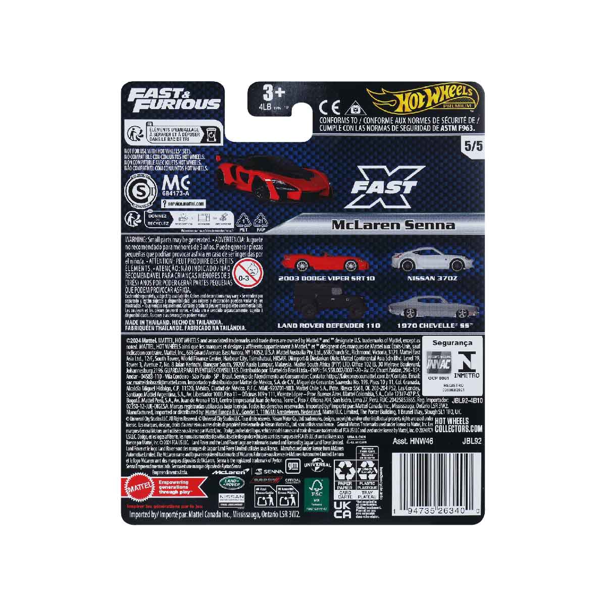 Đồ Chơi Siêu Xe Premium Fast&Furious Mclaren Senna HOT WHEELS JBL92/HNW46