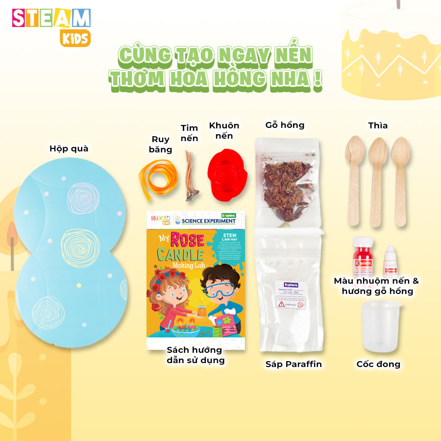 Bộ Thí Nghiệm Chế Tạo Nến Thơm Hoa Hồng STEAM 13027