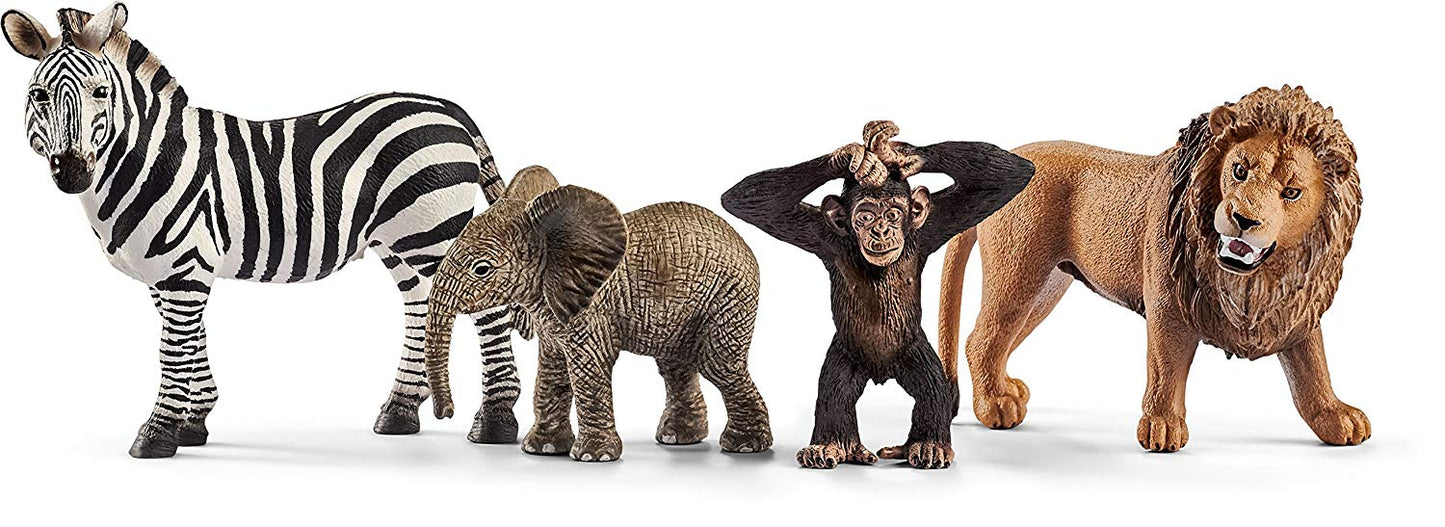 Đồ Chơi Mô Hình Bộ Mô Hình Safari: Sư Tử, Voi Con, Ngựa Vằn, Tinh Tinh Con SCHLEICH 42387