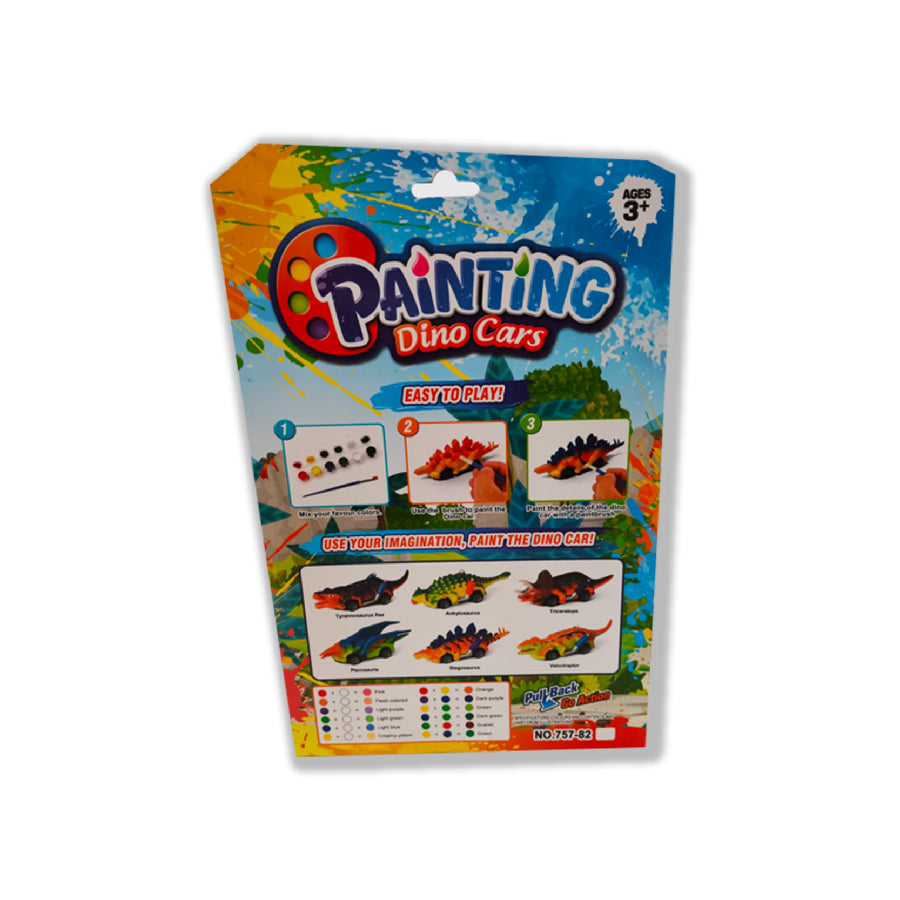Bộ tô màu khủng long sáng tạo với 4 xe trớn đi kèm DINOS PARTY DN82A