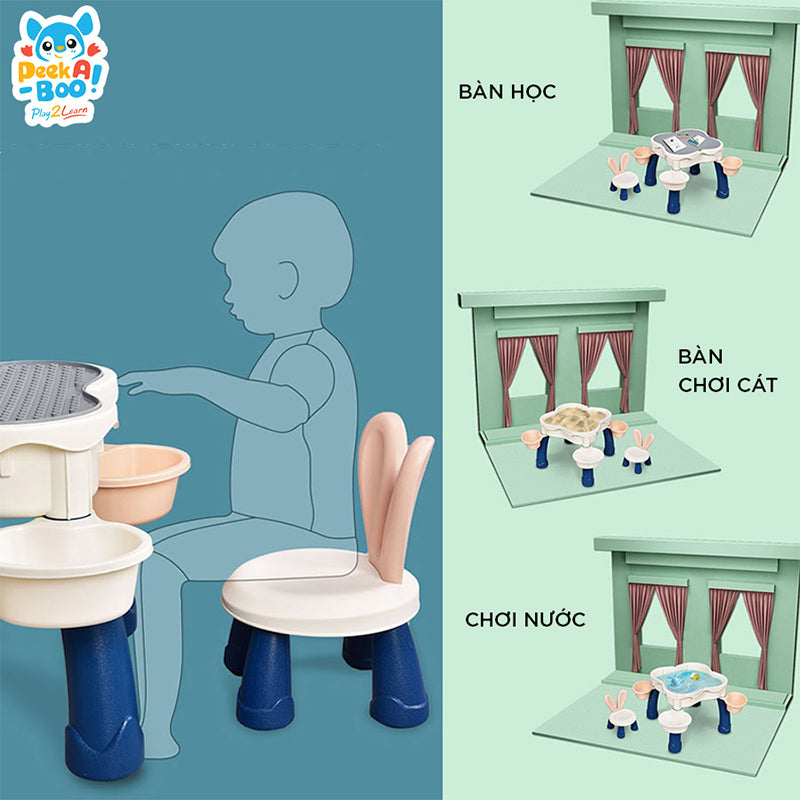 Study table with chair for children, medium size PEEK A BOO H602-B