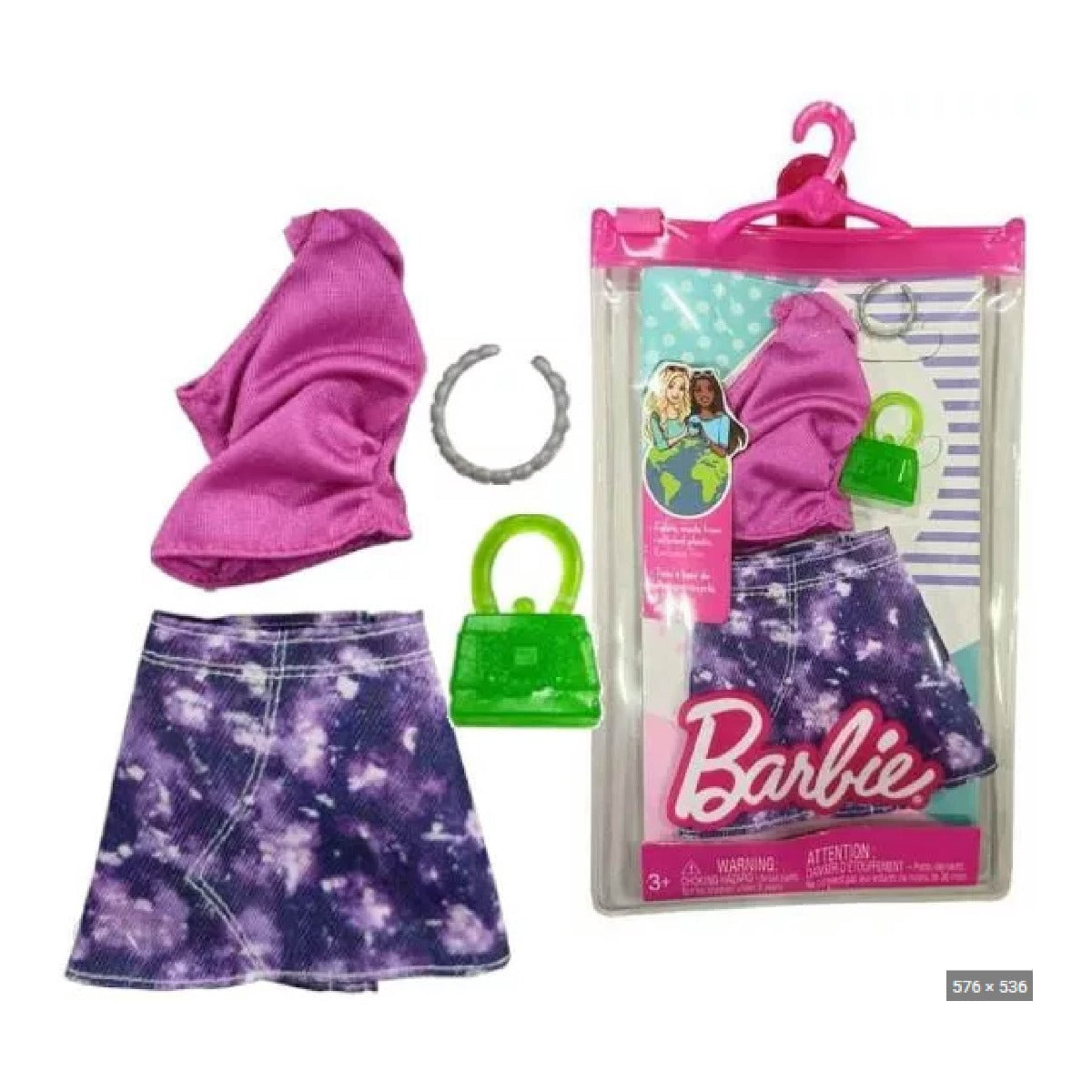 Barbie fashion doll accessories - Pink Top TieDyeSkirt BARBIE GWC27
