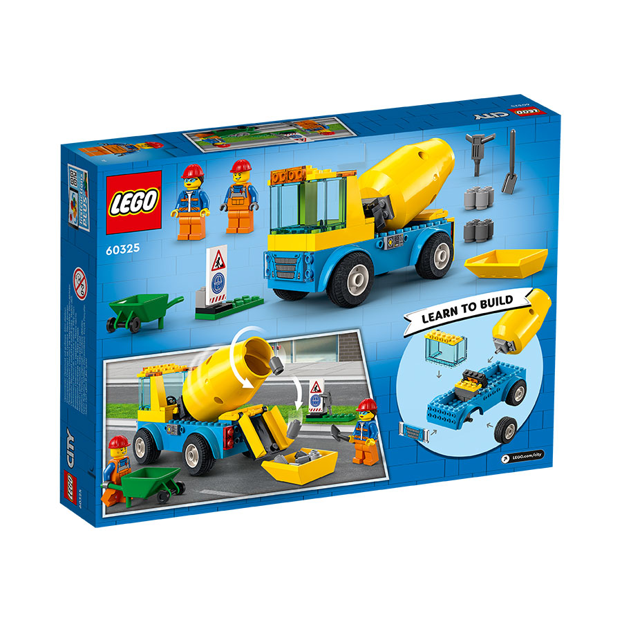 LEGO CITY 60325 Cement Mixer Truck Assembly Toy