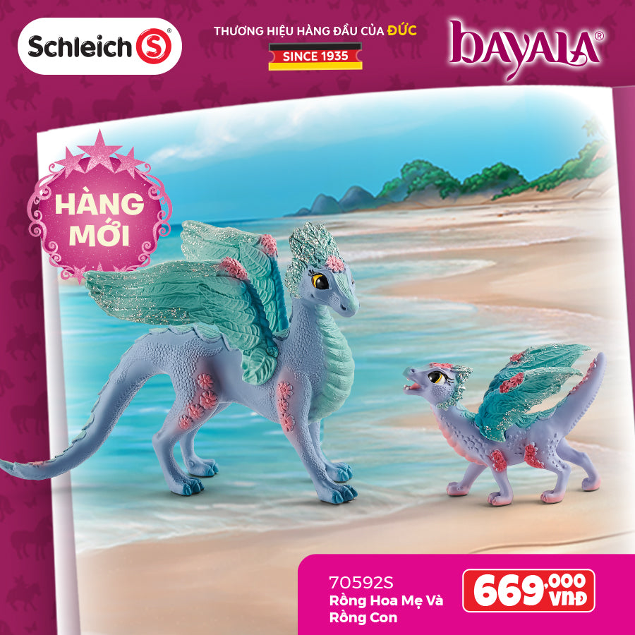 SCHLEICH 70592S Flower Dragon Mother and Baby Dragon Model Toy