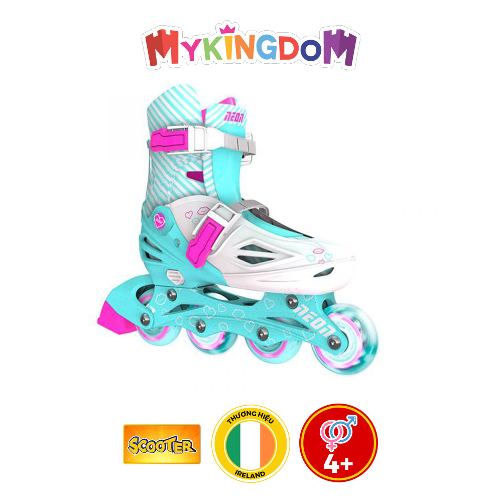 Patin Neon Inline Yvolution xanh ngọc NT07T4-size 4-7 tuổi