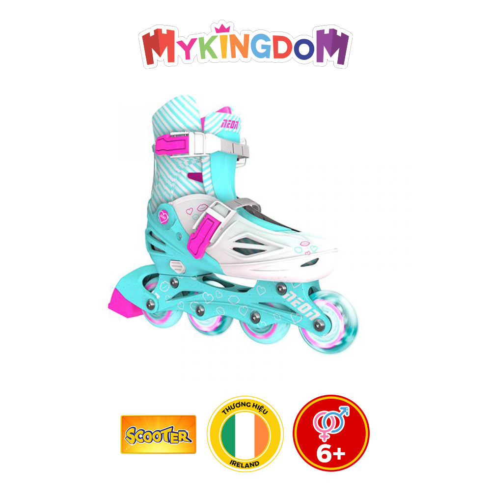 Patin Neon Inline Yvolution xanh ngọc NT08T4-size 6-10 tuổi