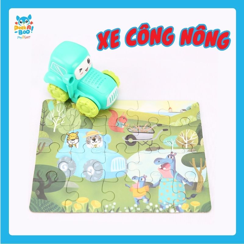 Đồ chơi 6 xe mini kèm xếp hình vui nhộn PEEK A BOO PAB012