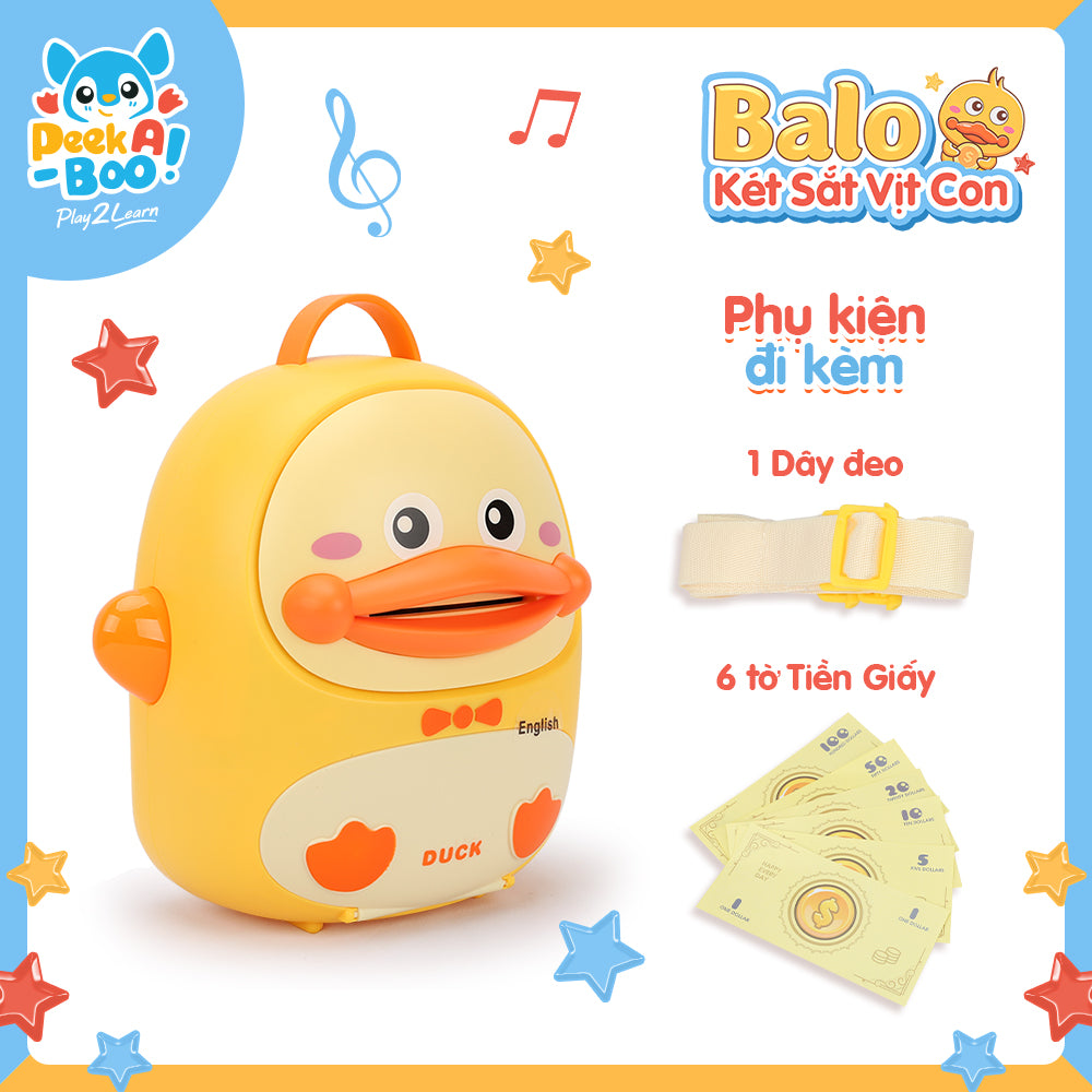 Đồ chơi balo két sắt vịt con cho bé-Vàng PEEK A BOO PAB023Y