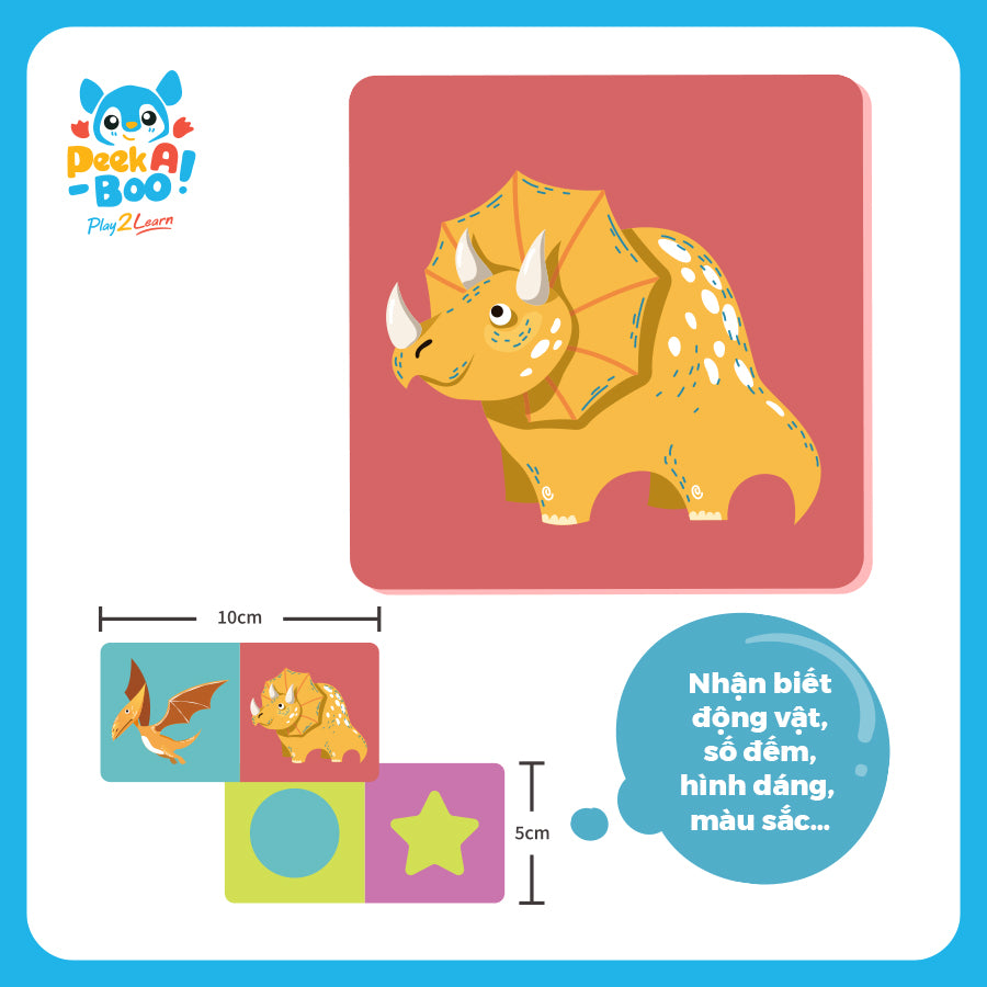 Đồ chơi Domino cho bé-Thế giới khủng long và chữ số PEEK A BOO PAB040D