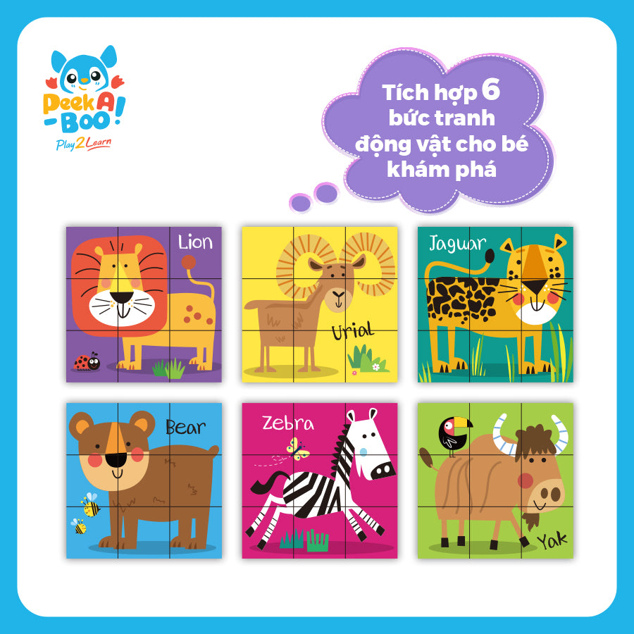 9-piece block puzzle toy - Animal world PEEK A BOO PAB041A