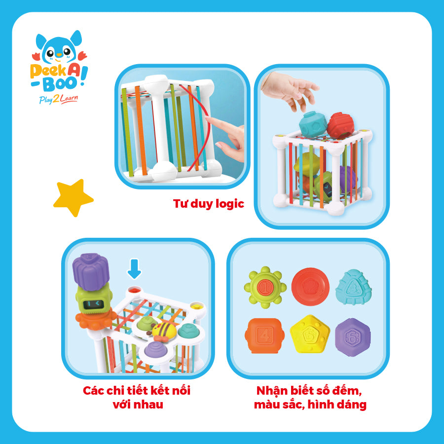 Đồ chơi thả khối và chong chóng sắc màu PEEK A BOO PAB999