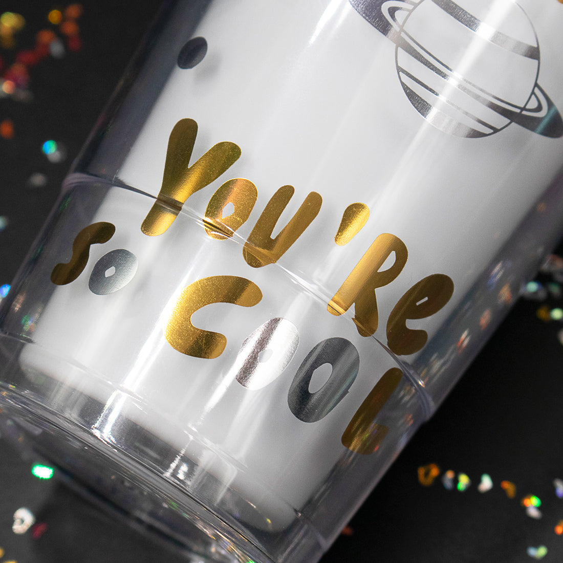 Clever Cup - Astronaut Galaxy White plastic cup CLEVERHIPPO PCUP04