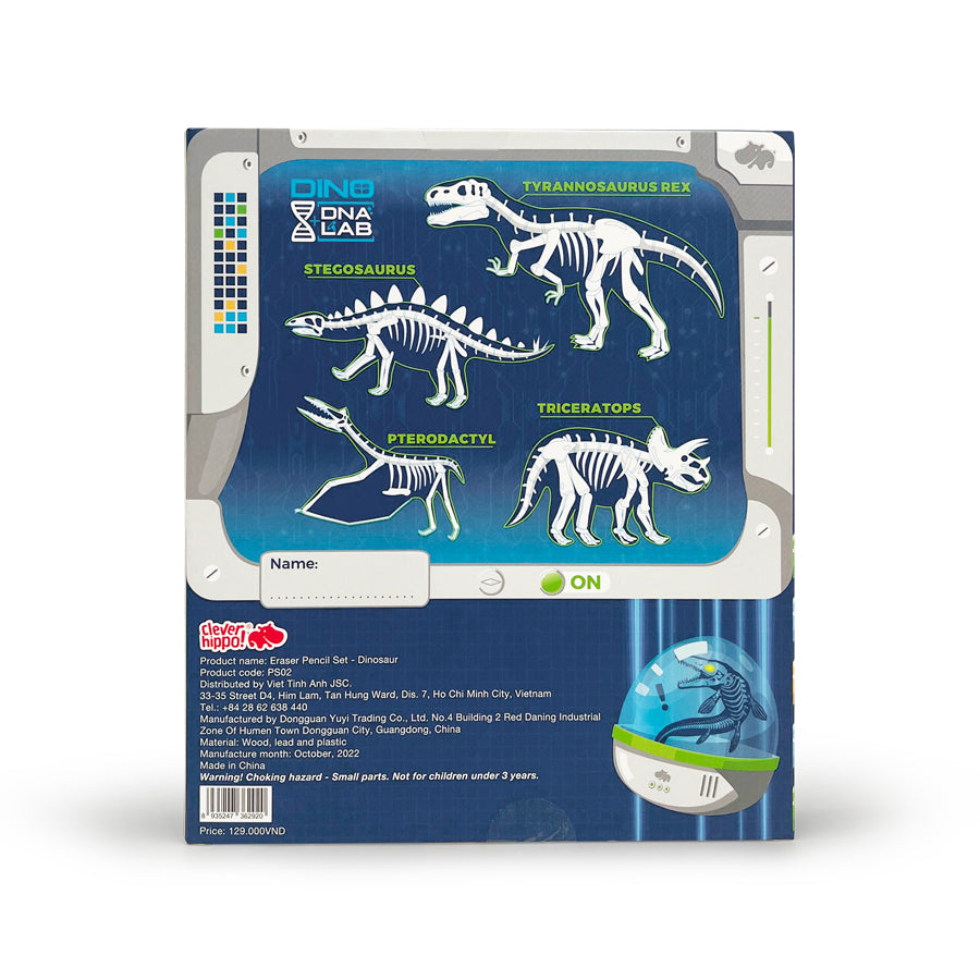 Dino Lab eraser and pencil combo CLEVERHIPPO PS02