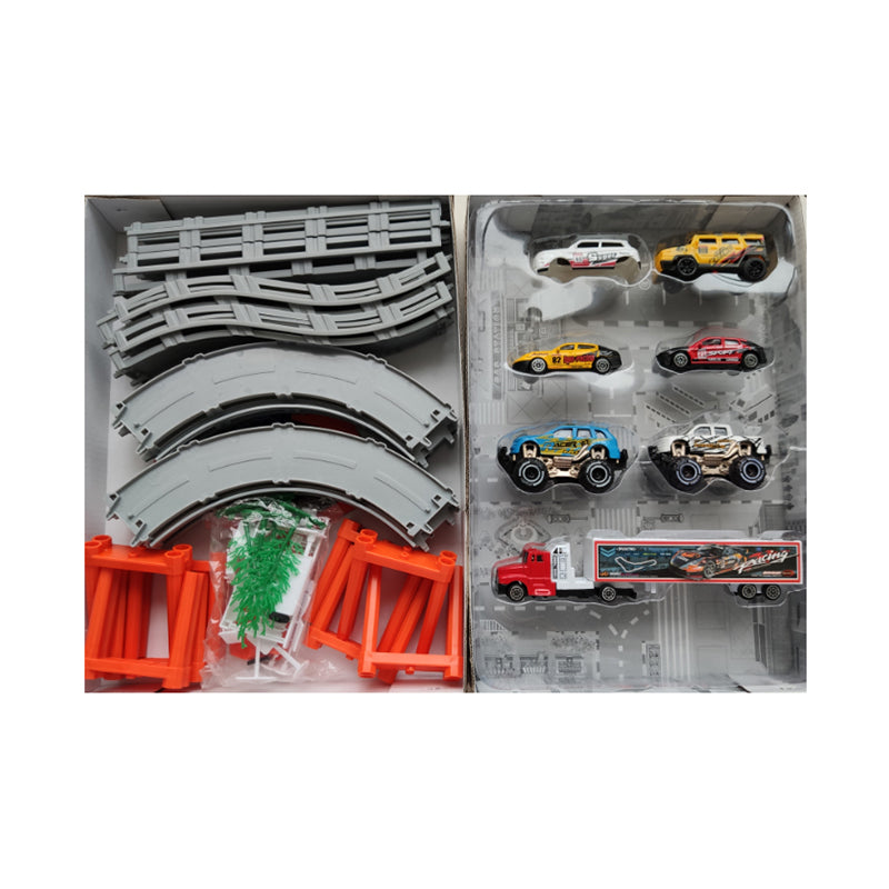 Toy set for assembling railway tracks and battery-powered cars - racing car set VECTO VT55751