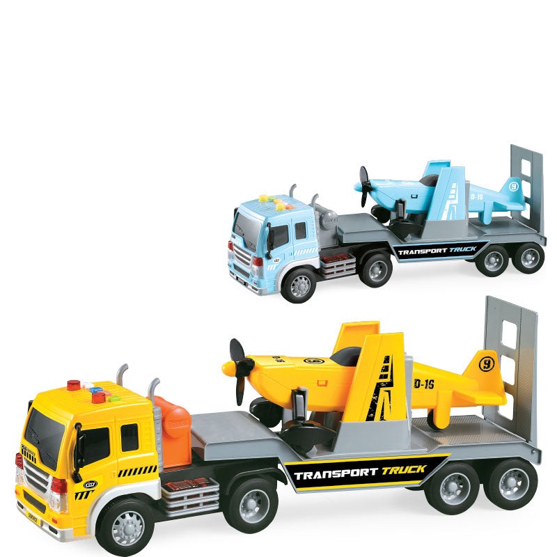 Đồ chơi xe tải chở máy bay thể thao có đèn và âm thanh vàng VECTO VT571J