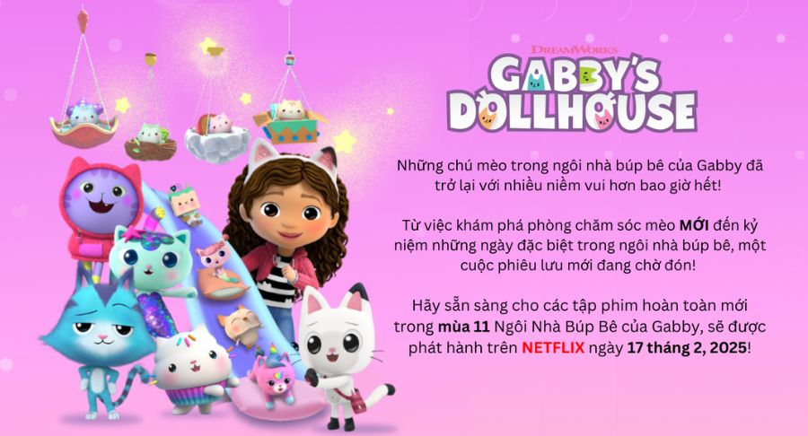 Gabby's Dollhouse mùa 11 sắp xuất hiện hứa hẹn nhiều bất ngờ cho bé yêu!