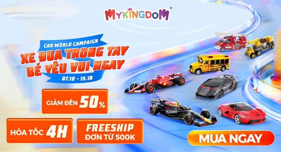 Car World Campaign - 50% - Xe đua trong tay, bé yêu vui ngay