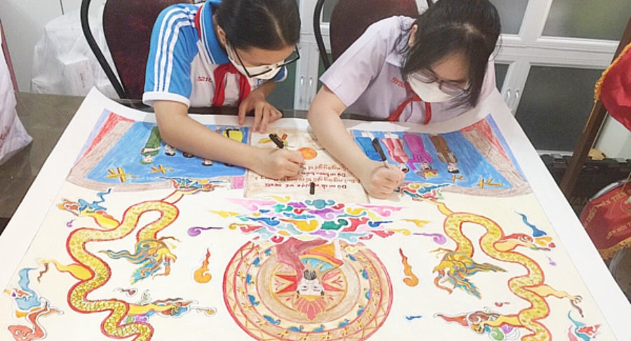 Tham khảo một số tranh vẽ Giỗ Tổ Hùng Vương