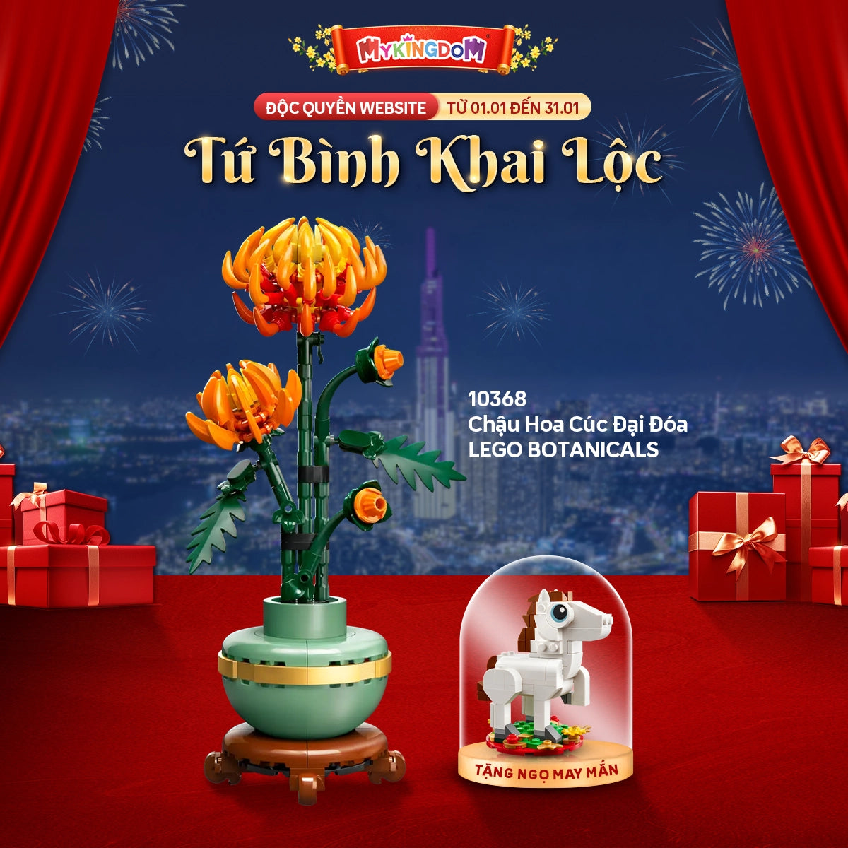 Đồ Chơi Lắp Ráp Combo Đào Lan Cúc Thần Tài LEGO BOTANICALS CBTET