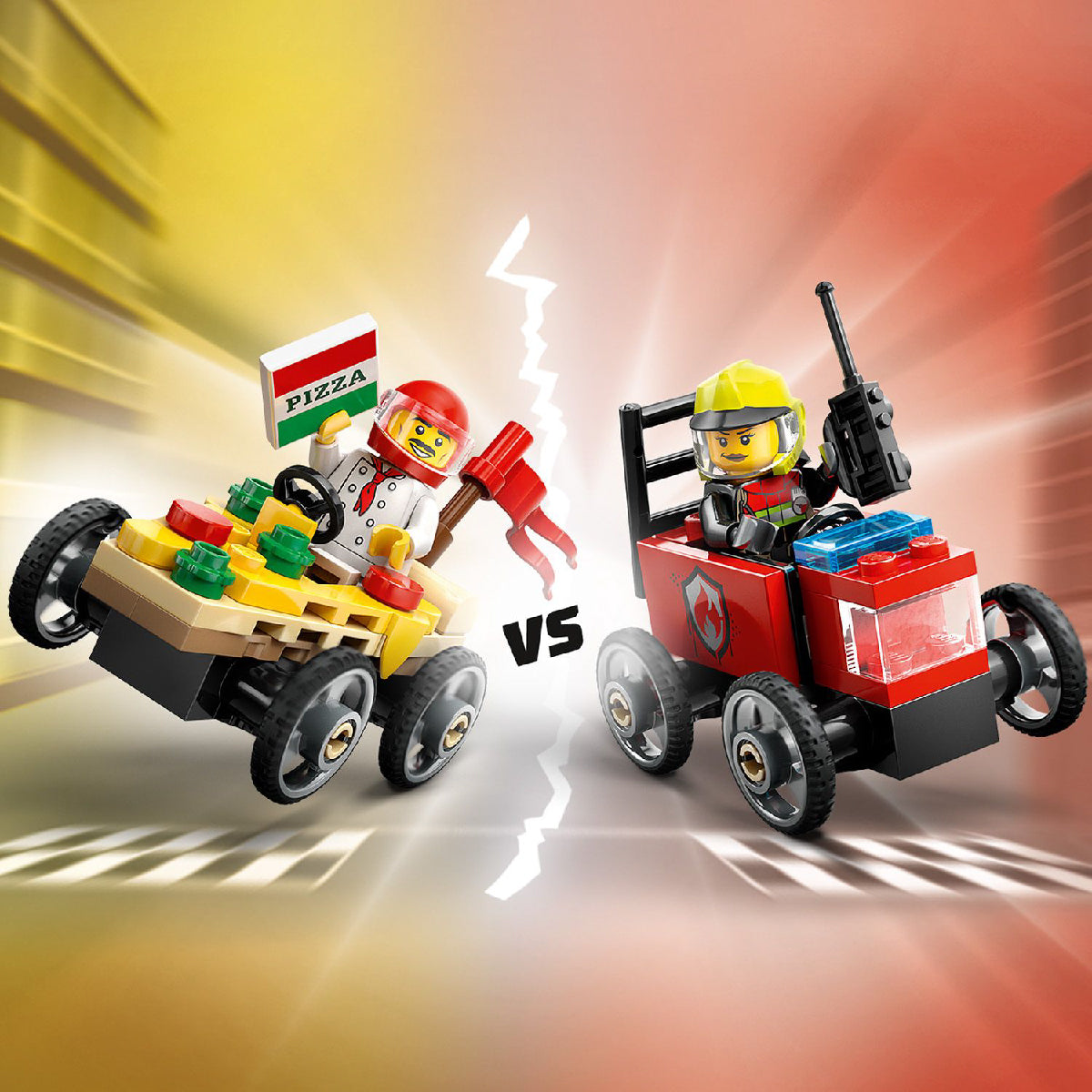 Đồ Chơi Lắp Ráp Bộ Đôi Xe Bán Pizza Vs Xe Cứu Hỏa Chuyên Dụng LEGO CITY 60458