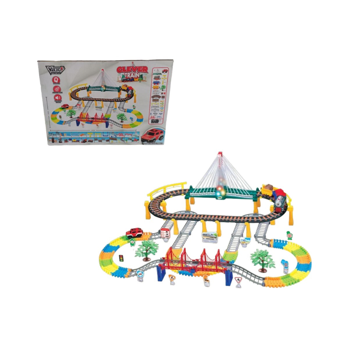 Đồ Chơi Lắp Ráp Xe Lửa Tinh Nghịch Có Đèn Và Âm Thanh Vecto Vt6602