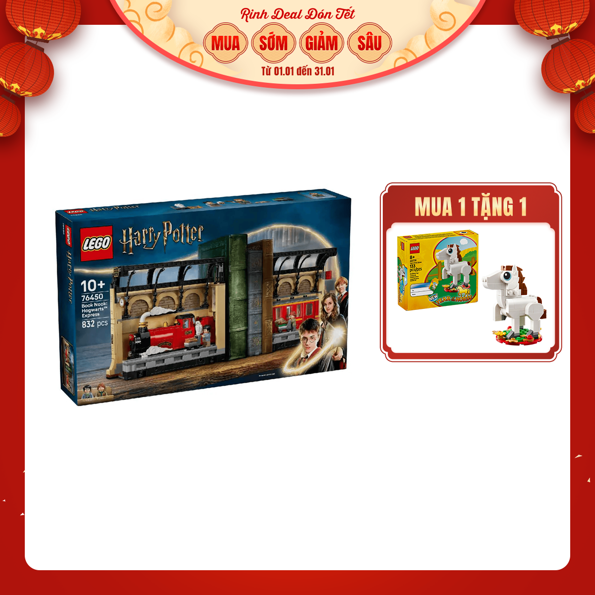 Đồ Chơi Lắp Ráp Trang Trí Kệ Sách: Tàu Tốc Hành Hogwarts LEGO HARRY POTTER 76450