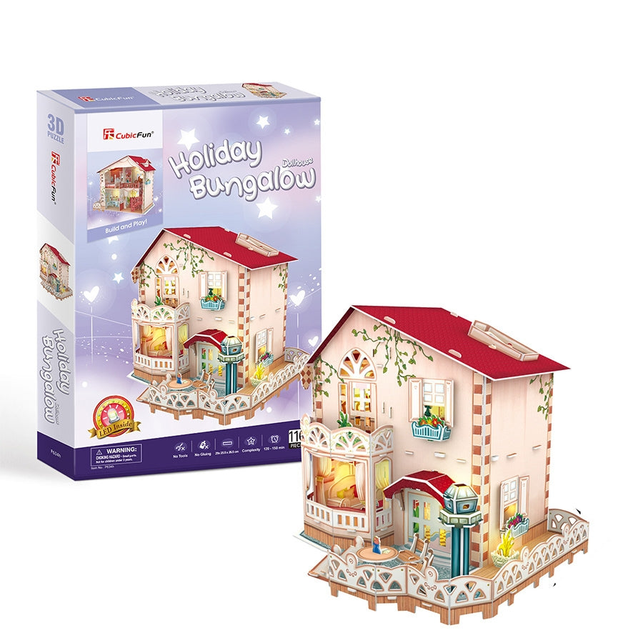 Đồ Chơi Xếp Hình 3d Có Đèn Led: Nhà Bungalow Dễ Thương Puzzles P634h