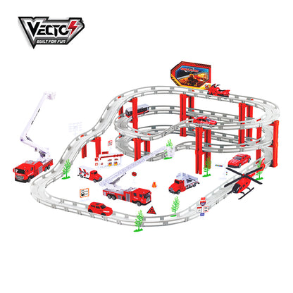 Bộ đồ chơi lắp ráp đường ray và xe chạy pin - set cứu hỏa VECTO VT557-10