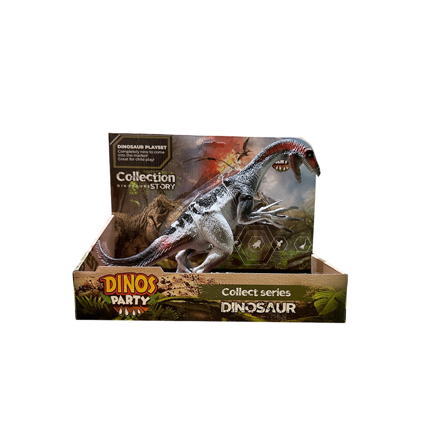 Mô Hình Khủng Long Therizinosaurus_xám Trắng Dinos Party Bg6005a-2