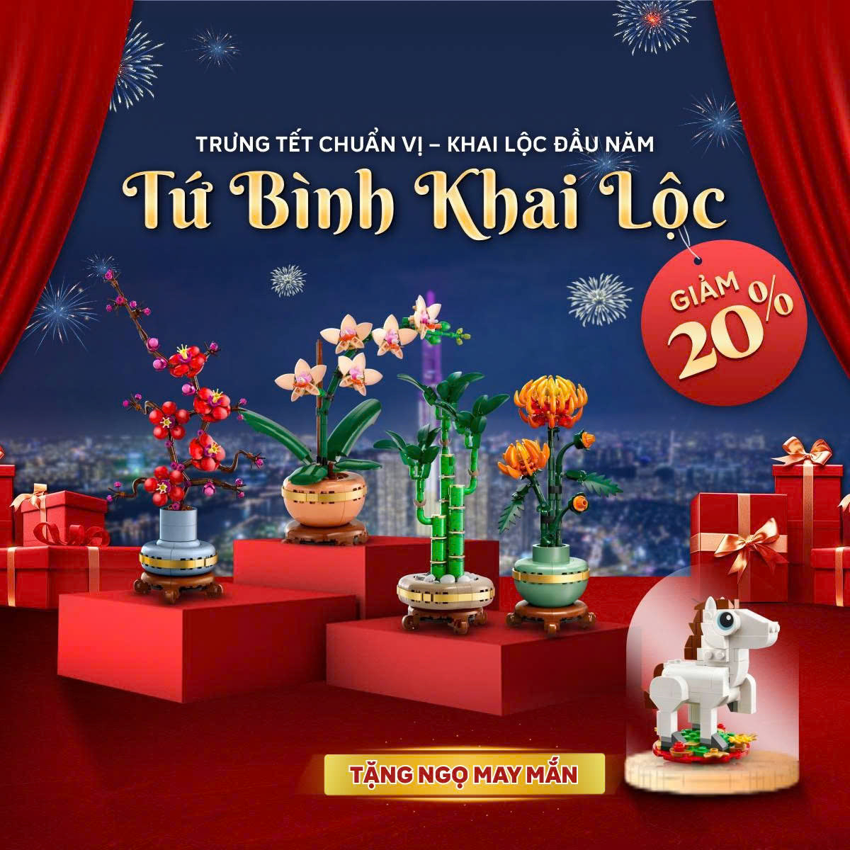 Đồ Chơi Lắp Ráp Combo Đào Lan Cúc Thần Tài LEGO BOTANICALS CBTET