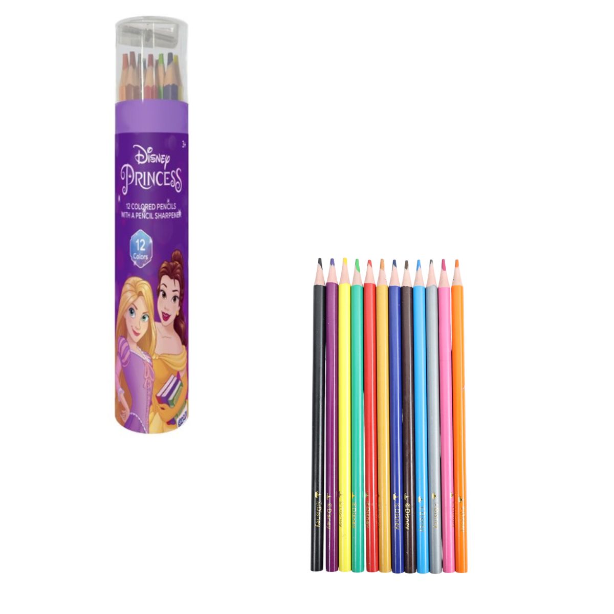 Bộ 12 Bút Chì Màu Kèm Gọt Disney Princess RED RIDGE 100282