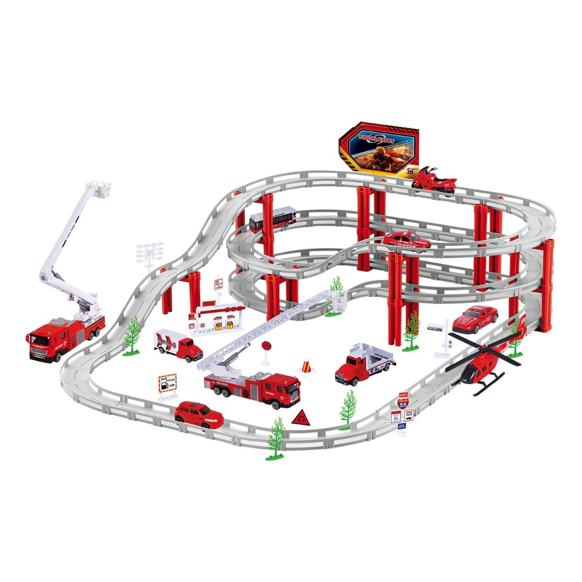 Bộ Đồ Chơi Lắp Ráp Đường Ray Và Xe Chạy Pin - Set Cứu Hỏa Vecto Vt557-10