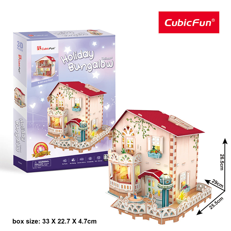 Đồ chơi xếp hình 3D có đèn LED: Nhà Bungalow dễ thương PUZZLES P634H