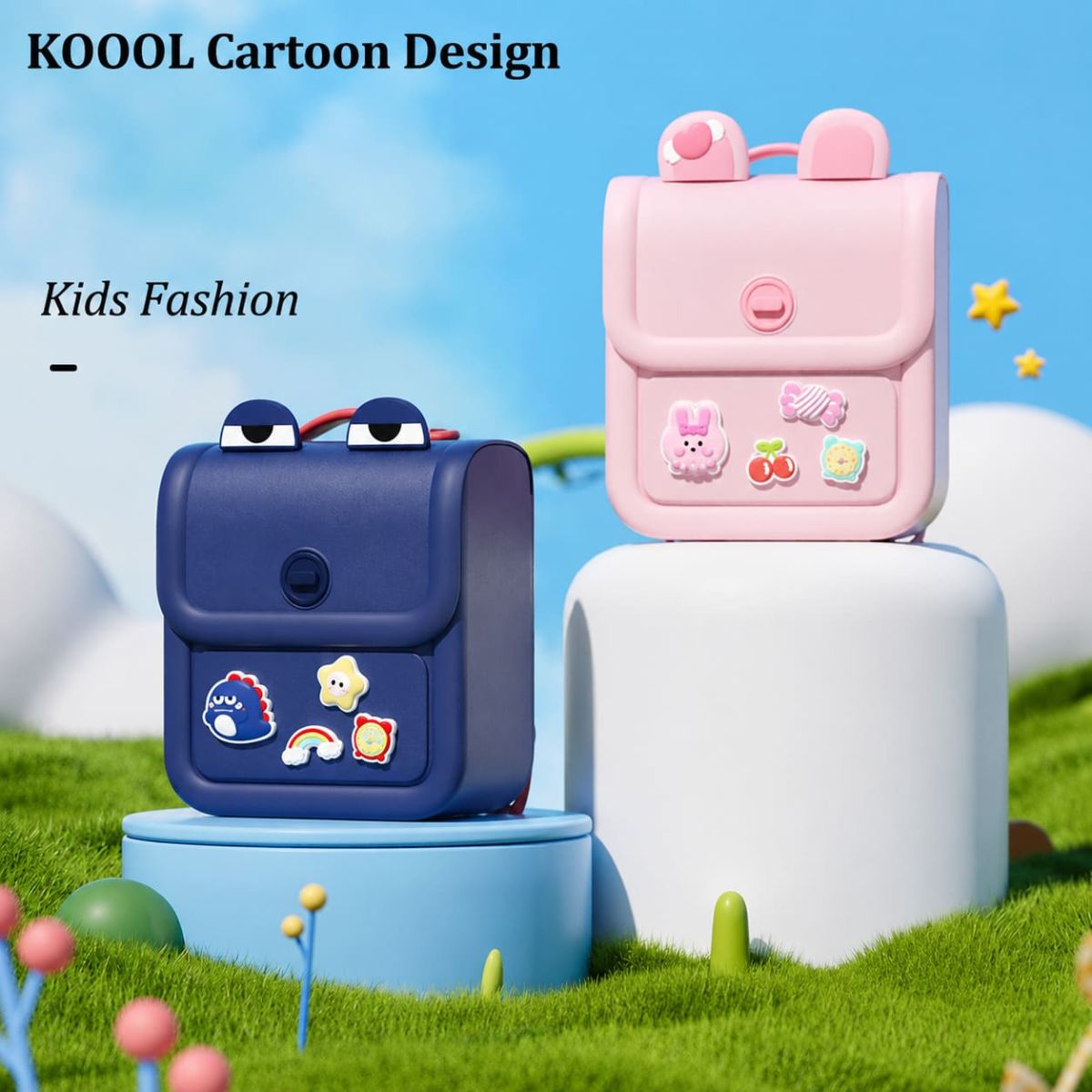 Ba Lô Đi Học, Đi Chơi Kèm Charm Cute Hồng Xinh Xắn KOOOL K87/PINK