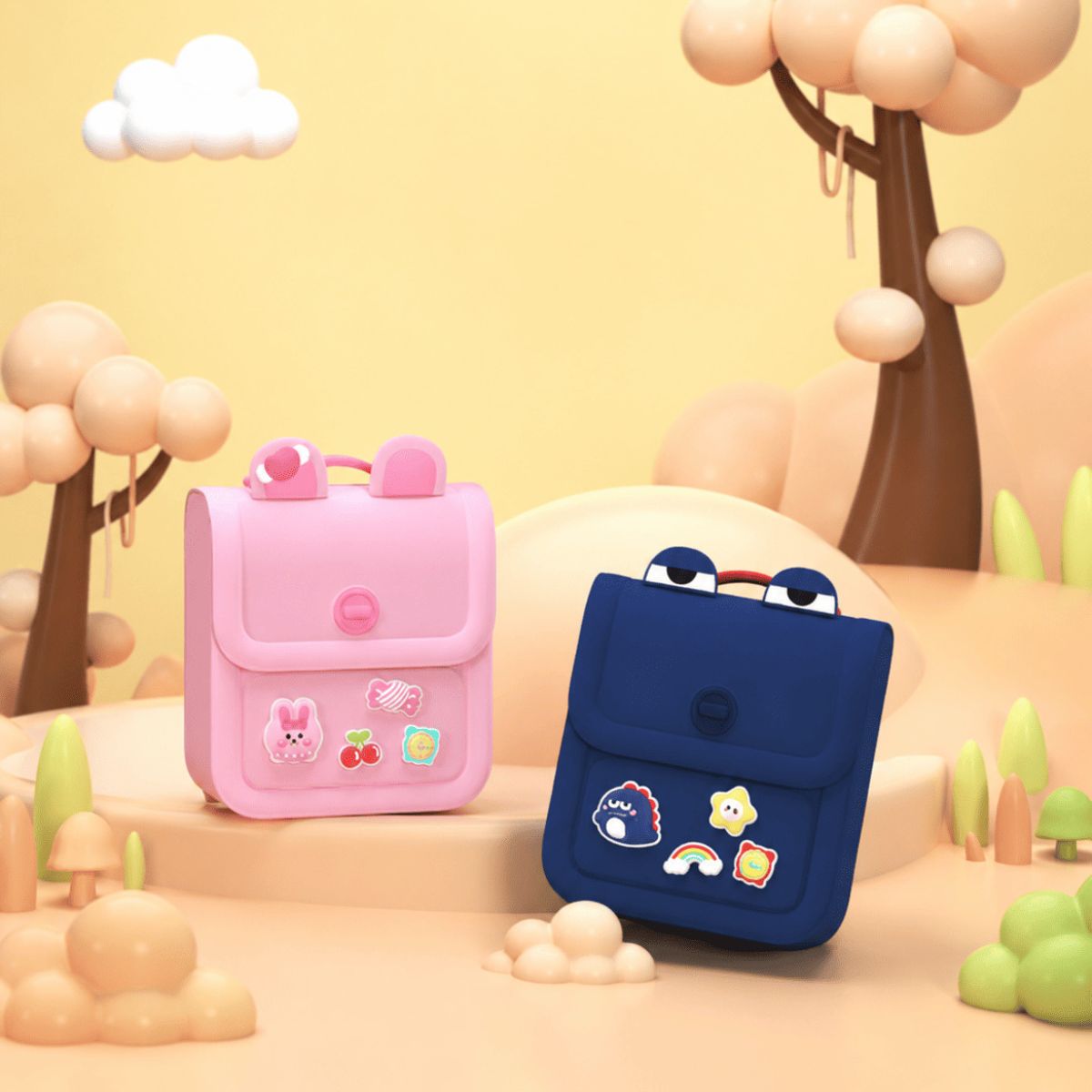 Ba Lô Đi Học, Đi Chơi Kèm Charm Cute Xanh Cool Ngầu KOOOL K87/BLUE