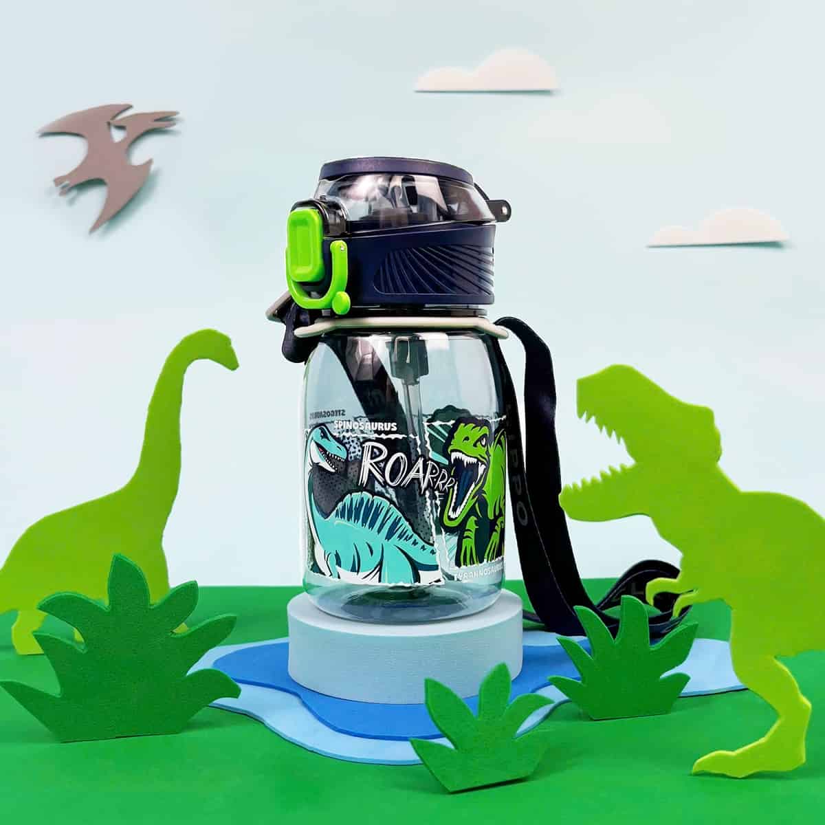 Bình Nước Có Dây Đeo Dino Warriors CLEVERHIPPO WB03