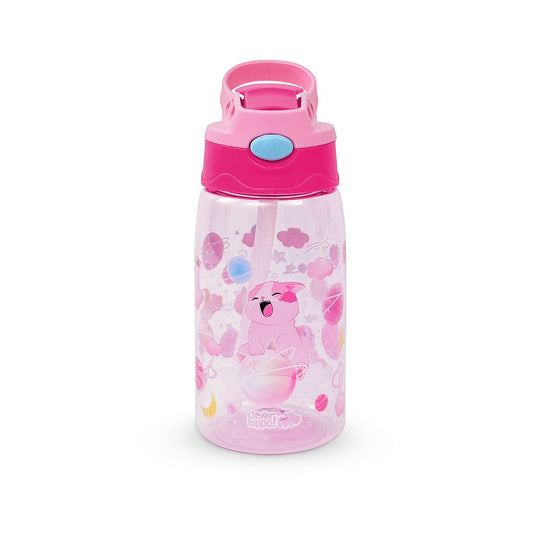 Plastic Water Bottle With Foldable Straw Kitty Pinky CLEVERHIPPO WB04/PINK