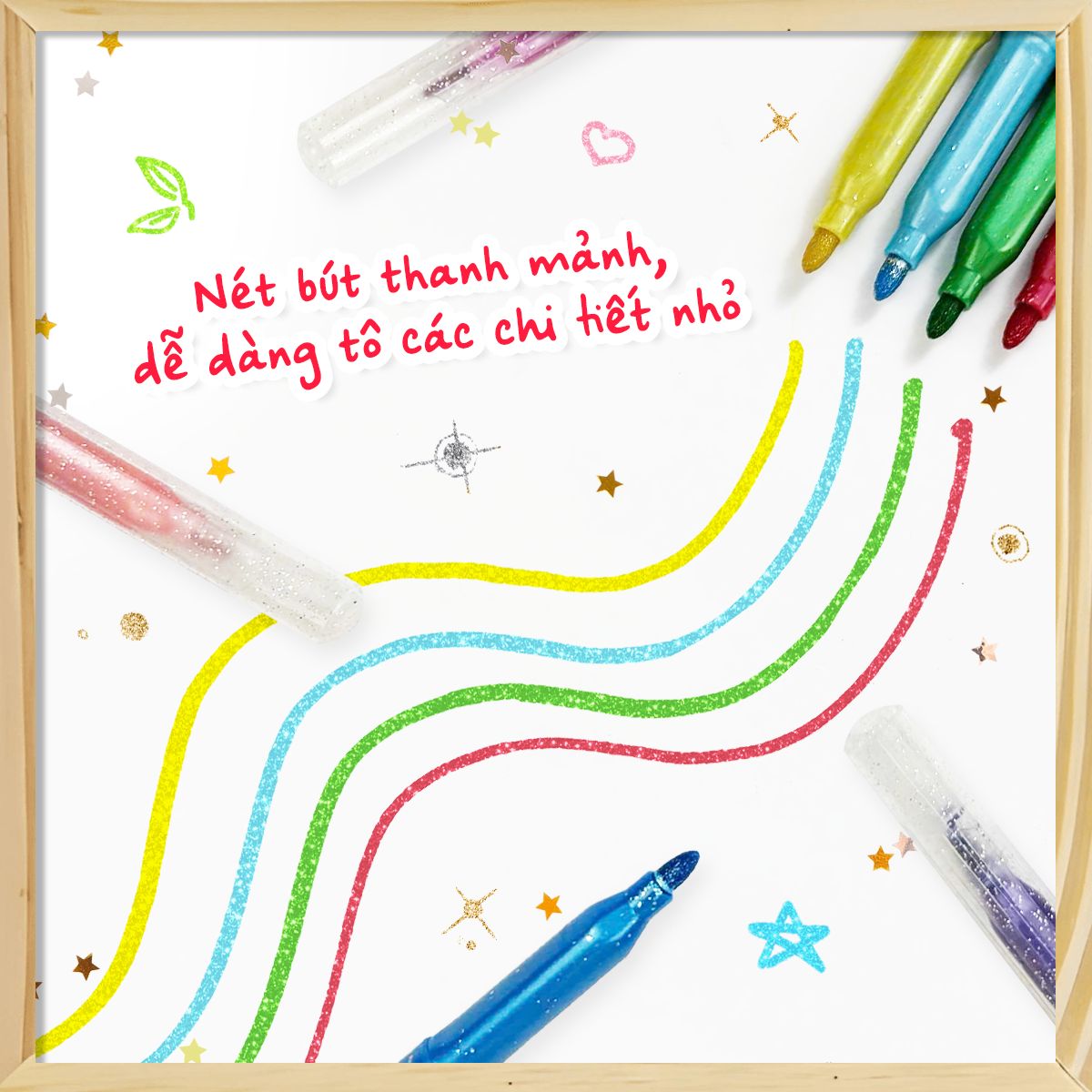12 Glitter Marker Pens Set CLEVERHIPPO GLITTERM1201