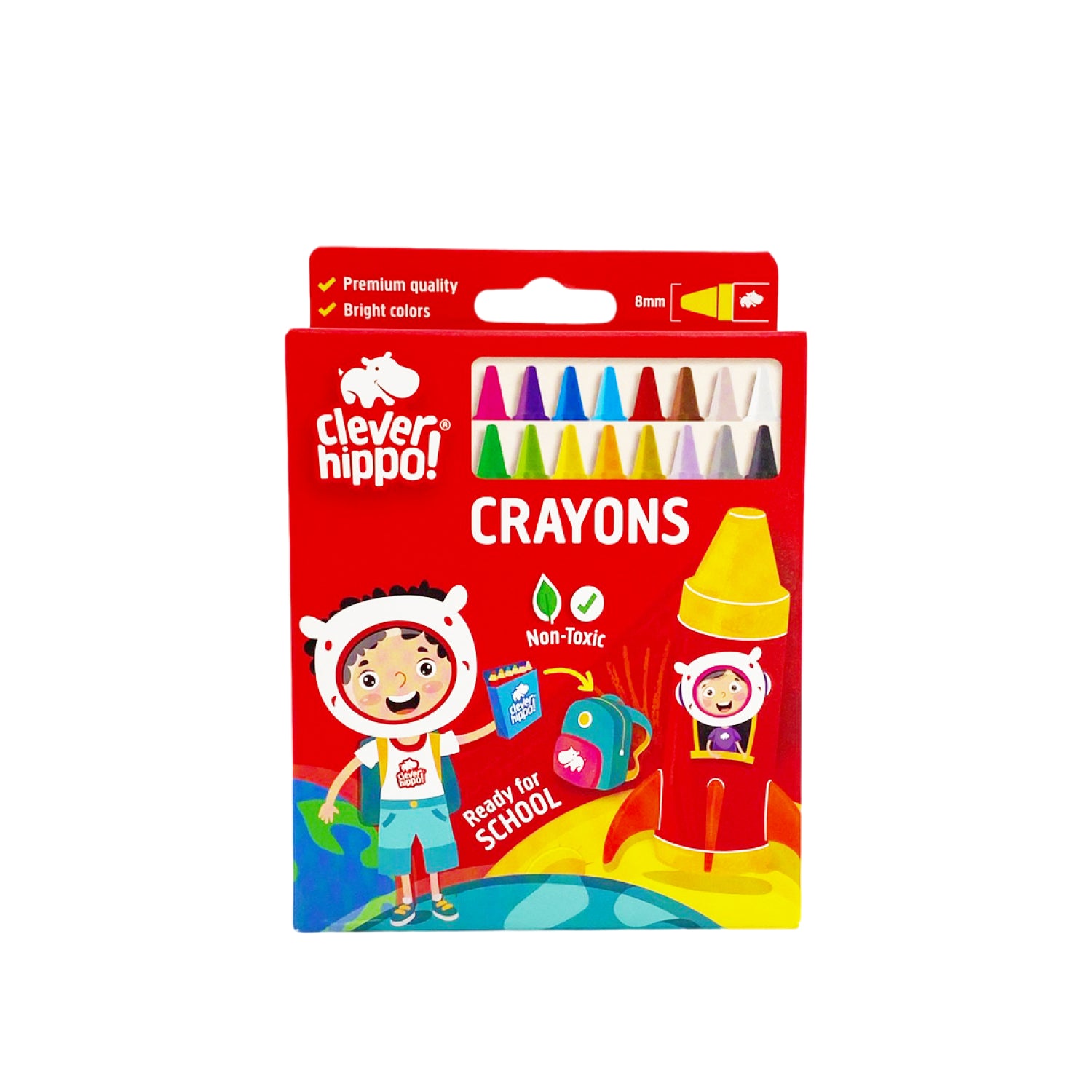 Bộ Bút Sáp Màu Colorful - 16 Màu Cleverhippo Crayon1601