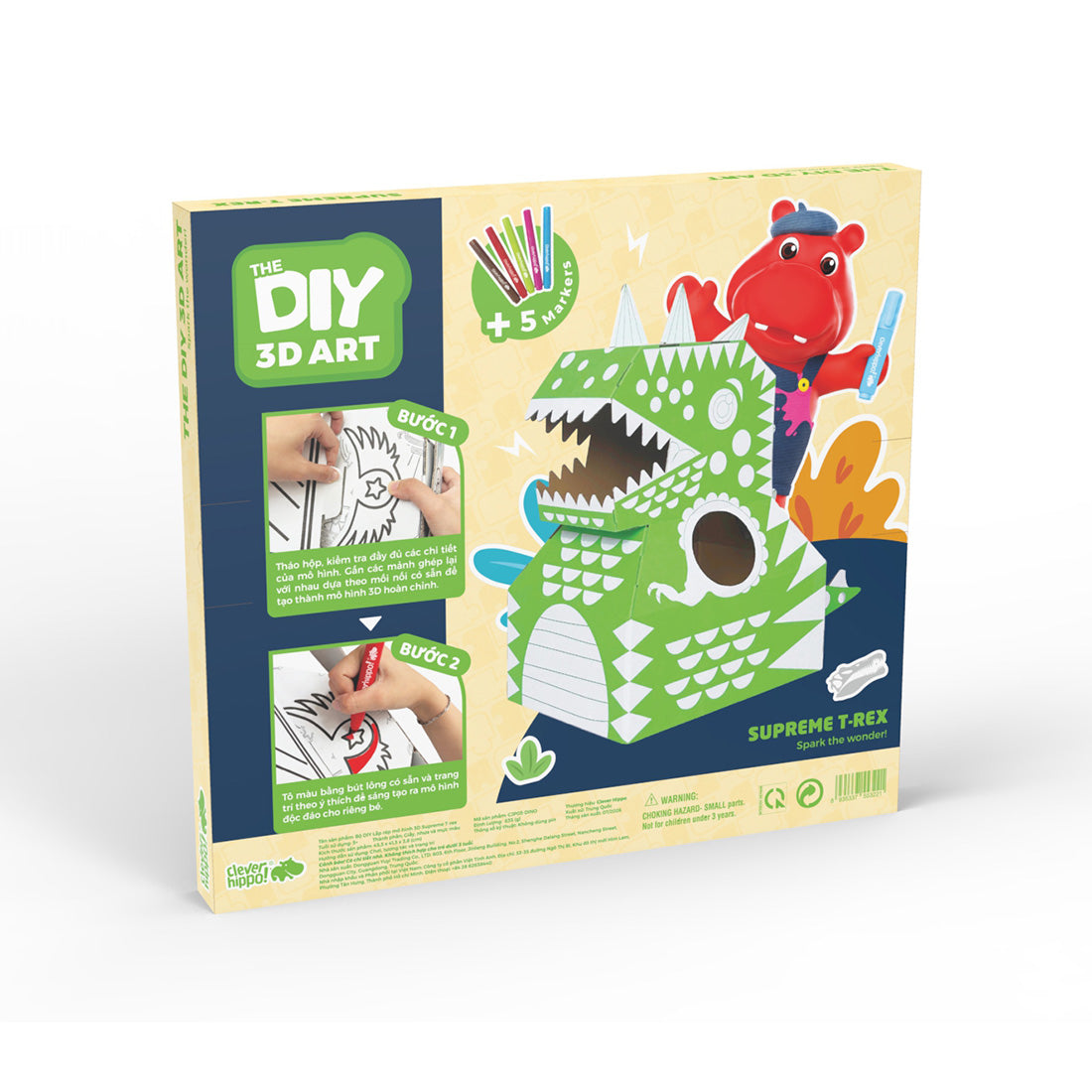 Đồ Chơi Trẻ Em: Bộ DIY Lắp Ráp Mô Hình 3D Supreme T-rex CLEVERHIPPO CJP03-DINO