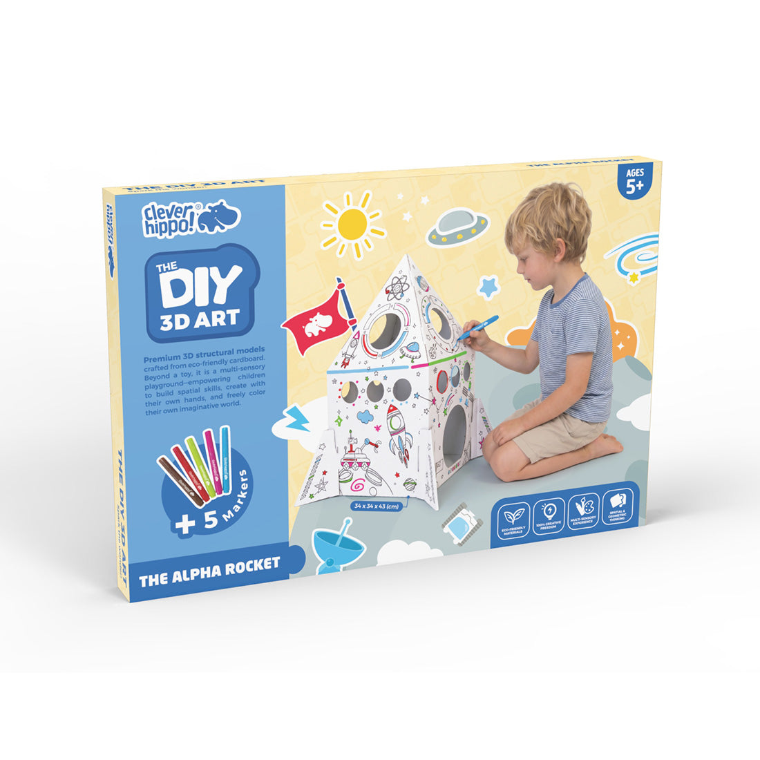 Đồ Chơi Trẻ Em: Bộ DIY Lắp Ráp Mô Hình 3D The Alpha Rocket CLEVERHIPPO CJP06-ROCKET