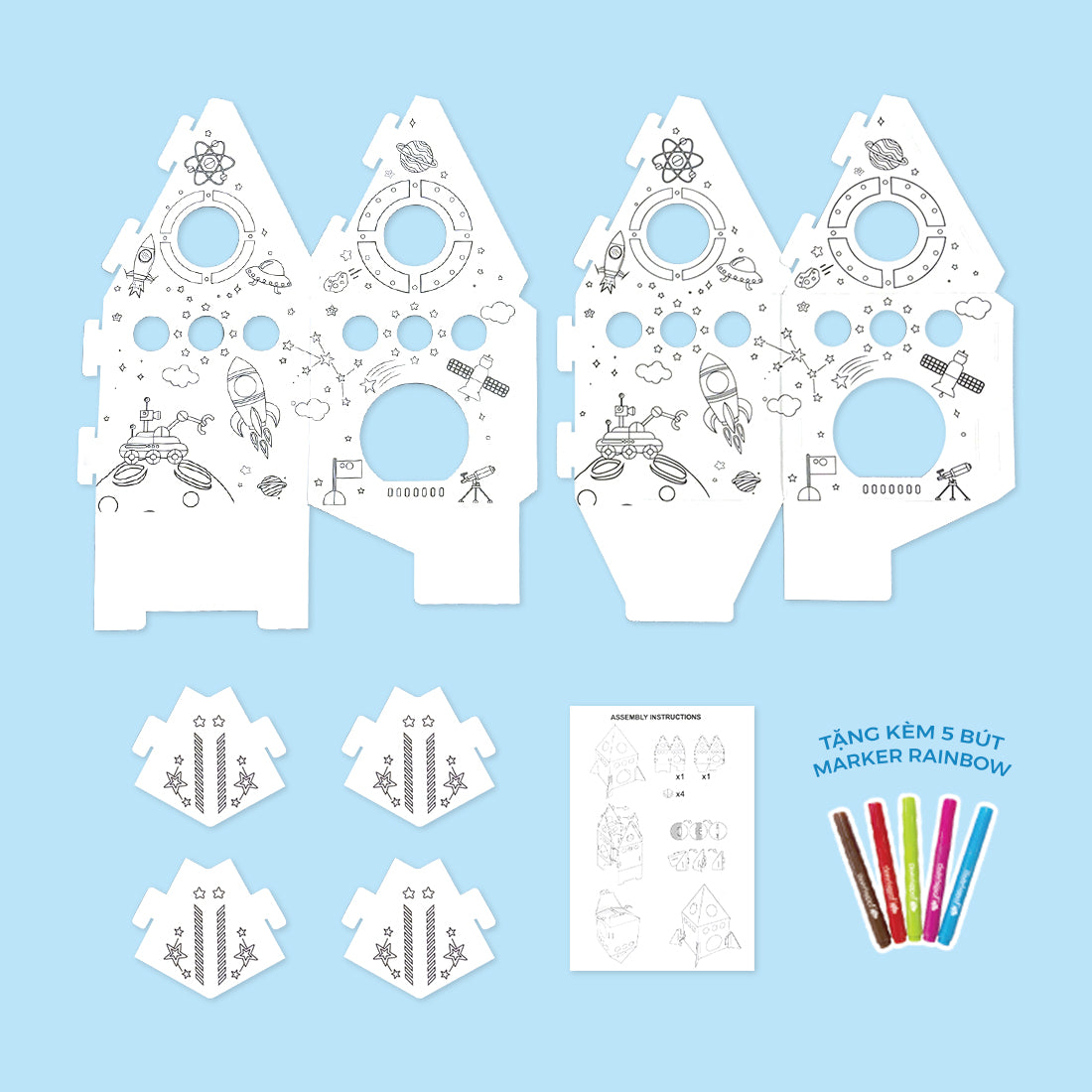 Đồ Chơi Trẻ Em: Bộ DIY Lắp Ráp Mô Hình 3D The Alpha Rocket CLEVERHIPPO CJP06-ROCKET