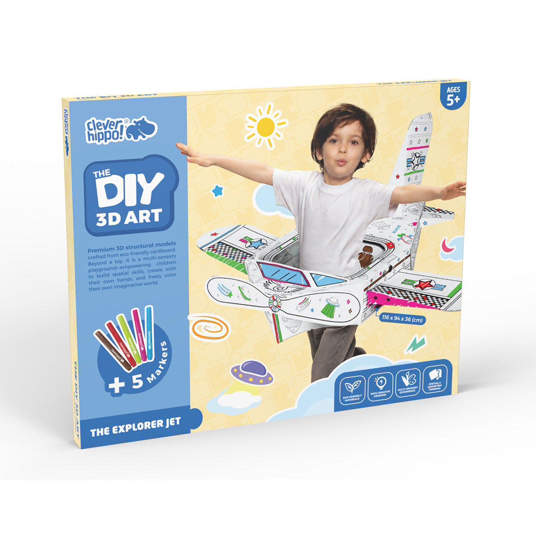 Đồ Chơi Trẻ Em: Bộ DIY Lắp Ráp Mô Hình 3D The Explorer Jet CLEVERHIPPO CJP07-JET