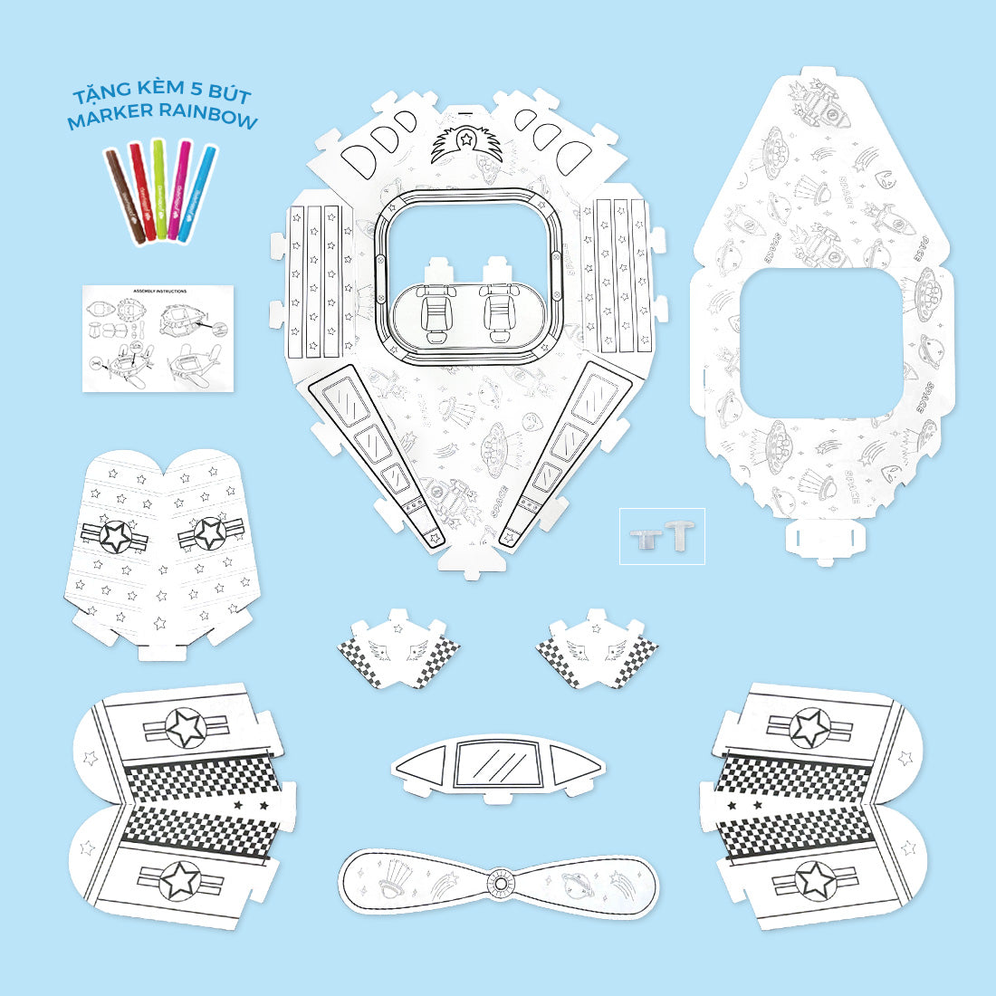 Đồ Chơi Trẻ Em: Bộ DIY Lắp Ráp Mô Hình 3D The Explorer Jet CLEVERHIPPO CJP07-JET